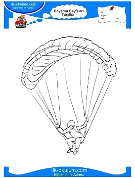 Çocuklar İçin Paraşüt Boyama Sayfaları 